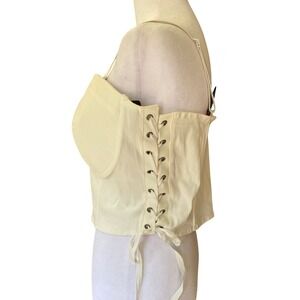 Corset Lace Up Bustier White Crop Top 2X Baddie Festival Victorian Boho Femme